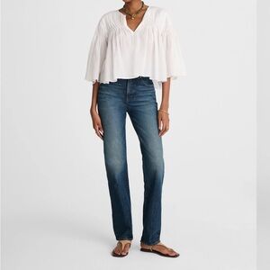 The Longline Straight Jean- Greendale Wash, Comfort Stretch